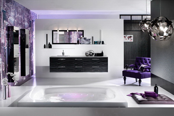 Стильный декор ванной комнаты с джакузи фотография